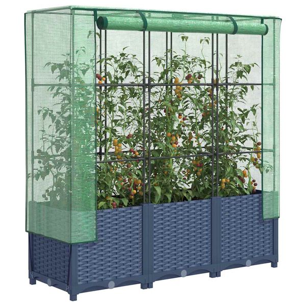 vidaXL Jardini&egrave;re sur&eacute;lev&eacute;e avec housse aspect rotin 120x40x138 cm