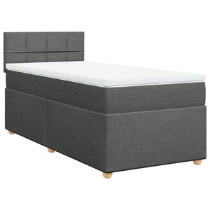 vidaXL Sommier &agrave; lattes de lit avec matelas gris fonc&eacute; 90x190 cm simple tissu