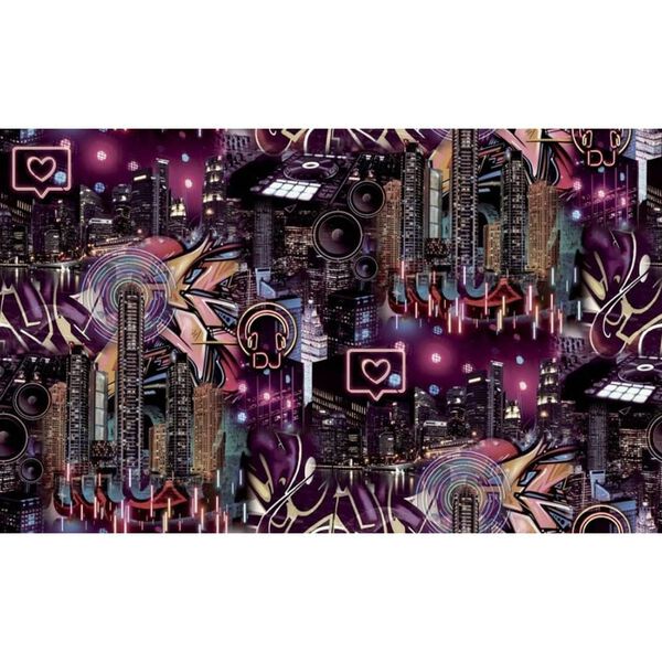 Good Vibes Papier peint Skyscrapers City Icons Noir et rose