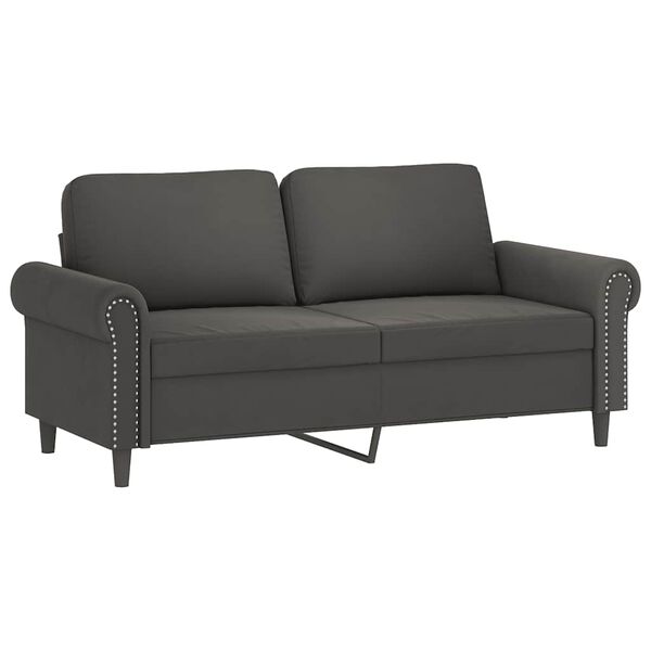 vidaXL Canap&eacute; 2 places oreillers et coussins Gris fonc&eacute; 140 cm Velours