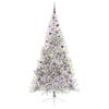 vidaXL Sapin de No&euml;l artificiel pr&eacute;-&eacute;clair&eacute; Argent 210 cm PET