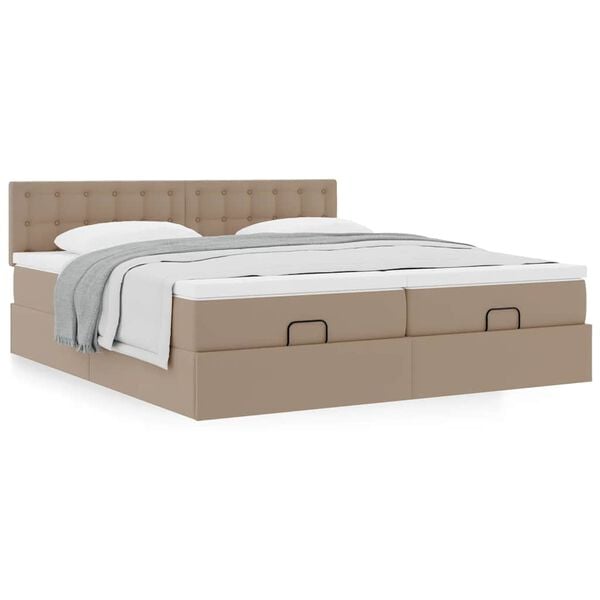 VidaXL Cadre de lit ottoman et matelas cappuccino 160x200cm similicuir