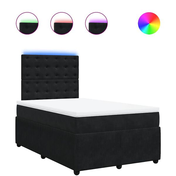 vidaXL Sommier &agrave; lattes de lit avec matelas Noir 120x200 cm Velours