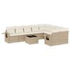 vidaXL Salon de jardin avec coussins 10 pcs beige r&eacute;sine tress&eacute;e
