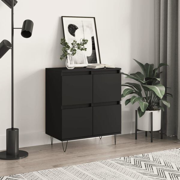 vidaXL Buffet Noir 60x35x70 cm Bois d'ing&eacute;nierie