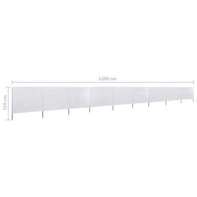 vidaXL Paravent 9 panneaux Tissu 1200 x 120 cm Blanc sable
