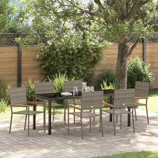 vidaXL Ensemble de salle &agrave; manger pour jardin 7 pcs Gris polyrotin