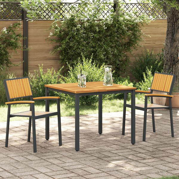 vidaXL Ensemble de salle à manger pour jardin 3 pcs Noir