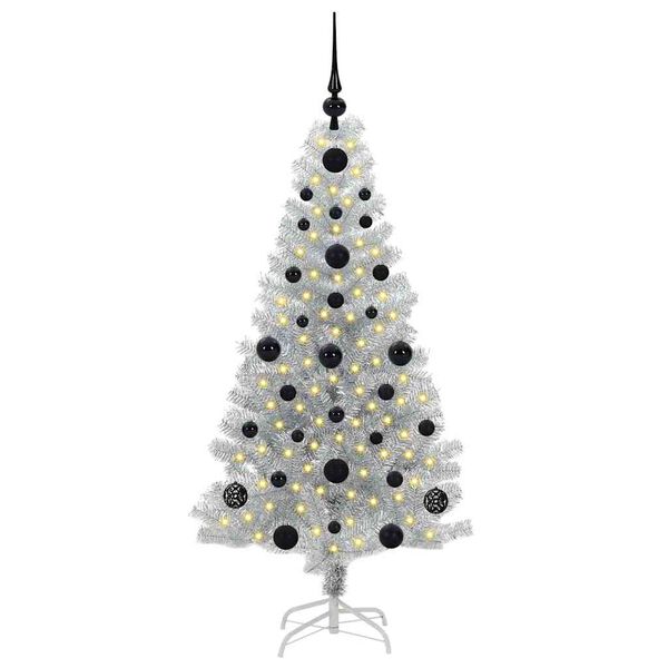 vidaXL Sapin de No&euml;l avec 150 LED avec support Argent 120 cm PET