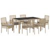 vidaXL Ensemble de salle &agrave; manger pour jardin 7 pc Beige polyrotin