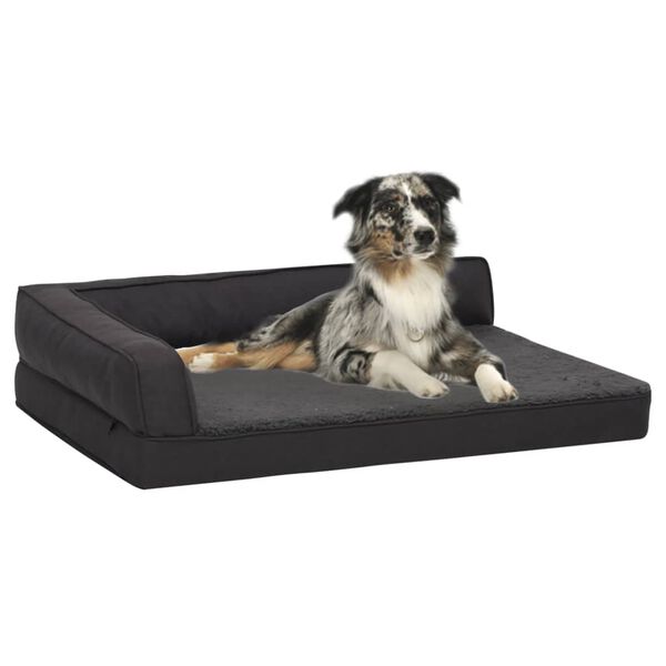 vidaXL Matelas de lit ergonomique de chien 75x53 cm Polaire Noir