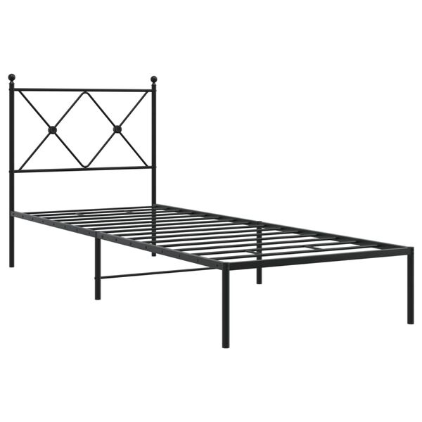 vidaXL Cadre de lit métal sans matelas avec tête de lit noir 80x200 cm