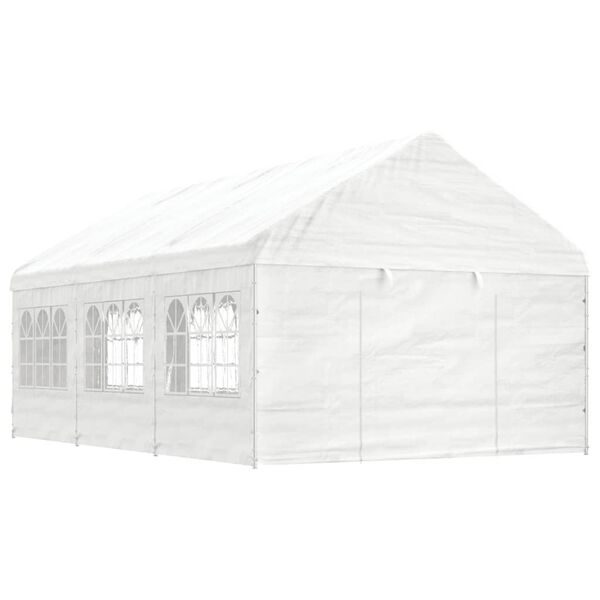 vidaXL Belv&eacute;d&egrave;re avec toit blanc 6,69x4,08x3,22 m poly&eacute;thyl&egrave;ne