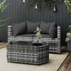 vidaXL Salon de jardin 3 pcs avec coussins Gris R&eacute;sine tress&eacute;e