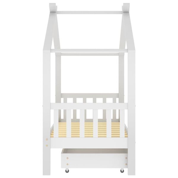 vidaXL Cadre de lit enfant avec tiroir blanc pin massif 80x160 cm