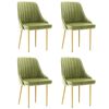 vidaXL Chaises &agrave; manger lot de 4 vert clair velours