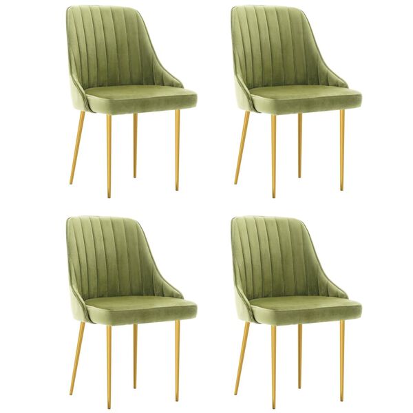 vidaXL Chaises &agrave; manger lot de 4 vert clair velours