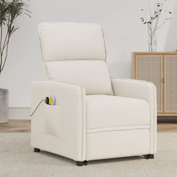 vidaXL Fauteuil de massage Beige Tissu microfibre