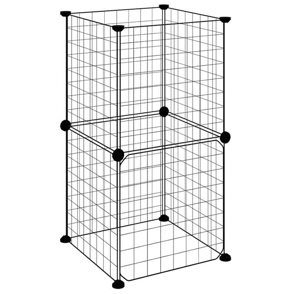 vidaXL Cage animaux de compagnie à 8 panneaux et porte Noir 35x35 cm