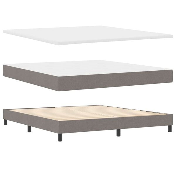 vidaXL Lit &agrave; ressorts avec matelas Taupe 200 x 180 cm Polyester