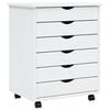 vidaXL Armoire roulante avec tiroirs MOSS blanc bois de pin solide
