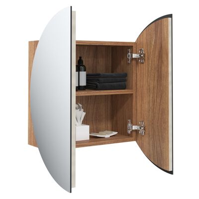 vidaXL Armoire de salle de bain miroir rond et LED Chêne 47x47x17,5 cm