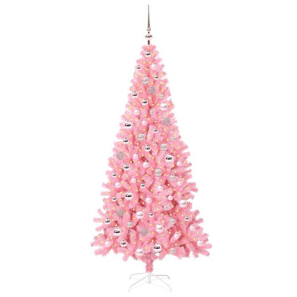 vidaXL Sapin de No&euml;l avec 300 LED avec support Rose 210 cm PVC