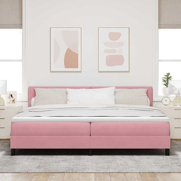vidaXL Lit &agrave; ressorts avec matelas Rose 200 x 200 cm tissu