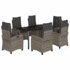 vidaXL Ensemble &agrave; manger de jardin et coussins 7 pcs gris rotin