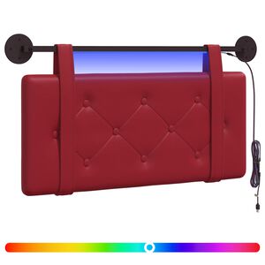 vidaXL T&ecirc;te de lit suspendue Avec lumi&egrave;re LED Bordeaux Simili cuir