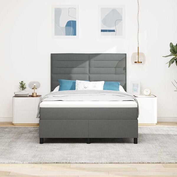 vidaXL Lit &agrave; ressorts avec matelas Gris fonc&eacute; 160 x 200 cm tissu