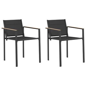 vidaXL Chaises de jardin 2 pc Noir et anthracite Tissu Textil&egrave;ne