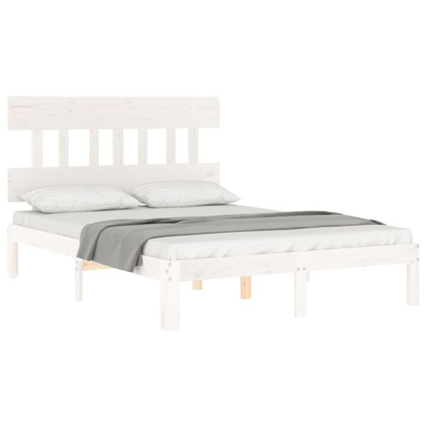 vidaXL Cadre de lit sans matelas blanc bois de pin massif