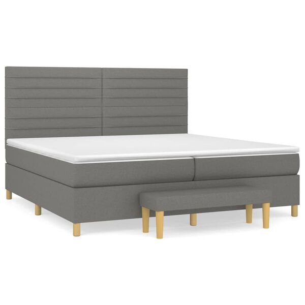 vidaXL Sommier &agrave; lattes de lit avec matelas Gris fonc&eacute; 200x200cm Tissu