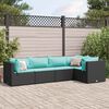 vidaXL Salon de jardin 5 pcs avec coussins Noir R&eacute;sine tress&eacute;e