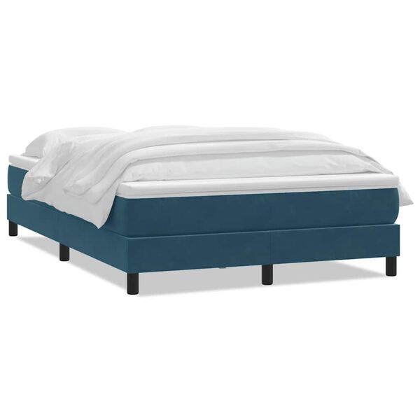 vidaXL Sommier &agrave; lattes de lit et matelas bleu fonc&eacute; 160x210cm velours