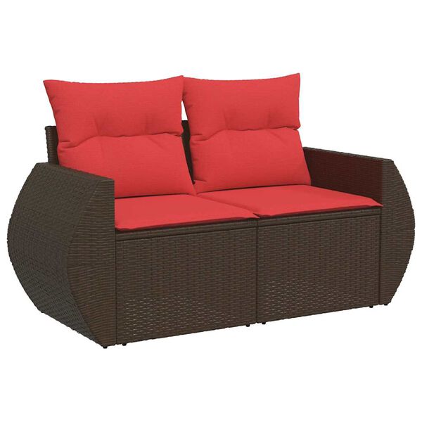 vidaXL Salon de jardin avec coussins 6 pcs marron résine tressée