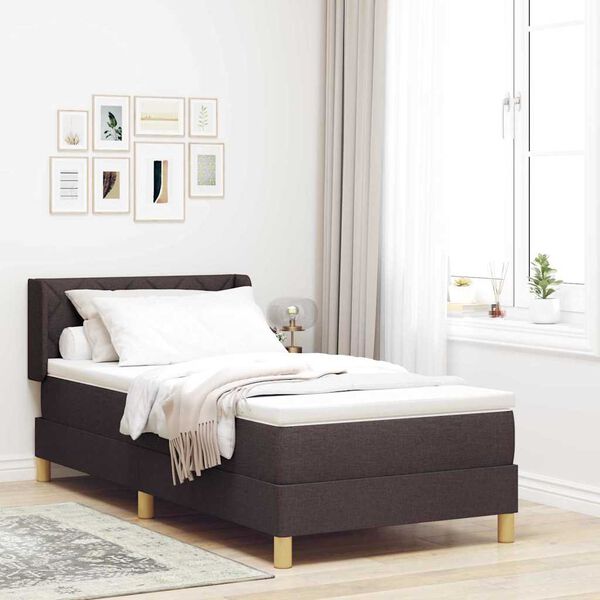 vidaXL Lit &agrave; ressorts avec matelas Marron fonc&eacute; 200 x 100 cm Polyester
