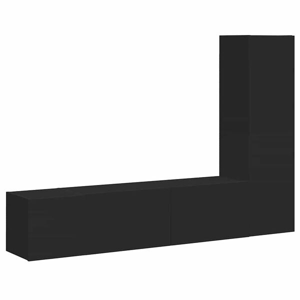 vidaXL Ensemble de meubles TV 3 pcs Noir Bois d'ing&eacute;nierie