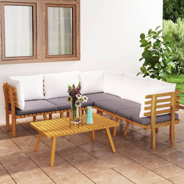 vidaXL Salon de jardin 6 pcs avec coussins Bois d'acacia solide