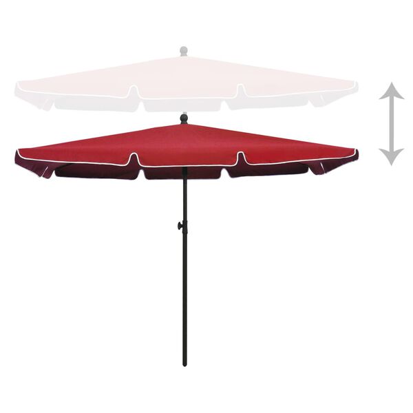 vidaXL Parasol de jardin avec mât 210x140 cm Rouge bordeaux