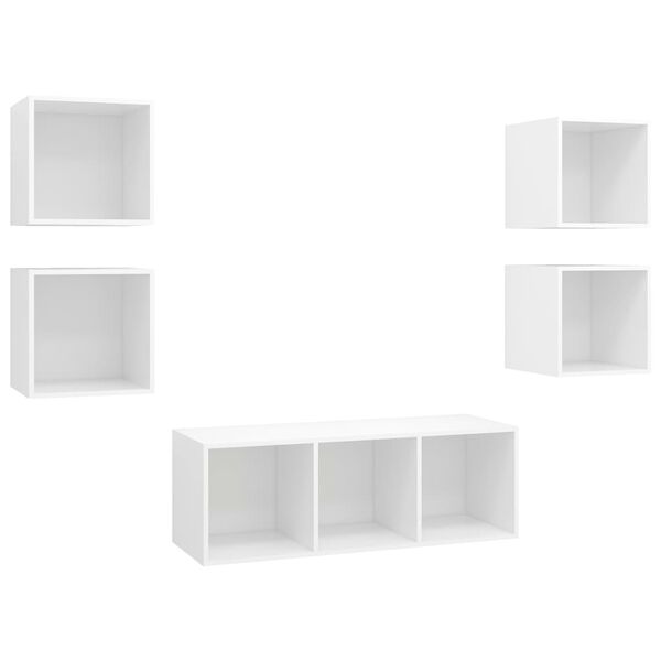 vidaXL Ensemble de meuble TV 5 pcs Blanc Bois d'ing&eacute;nierie