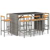 vidaXL Ensemble de bar jardin 7 pcs gris poly rotin/bois massif acacia
