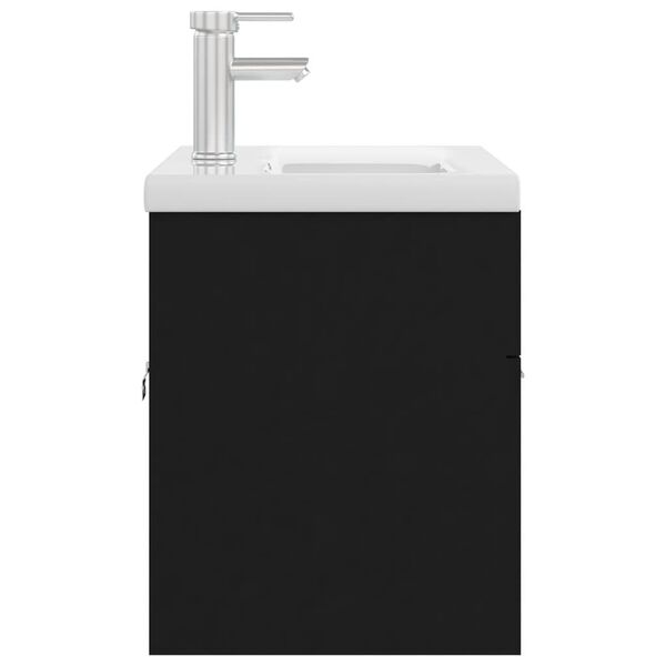vidaXL Armoire d'&eacute;vier avec lavabo int&eacute;gr&eacute; Noir Agglom&eacute;r&eacute;
