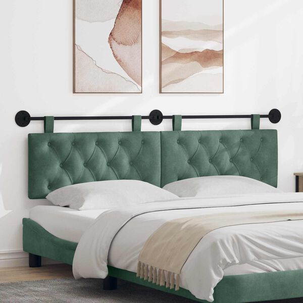 vidaXL T&ecirc;te de lit suspendue Vert Mer 170 x 55 x 7 cm Velours