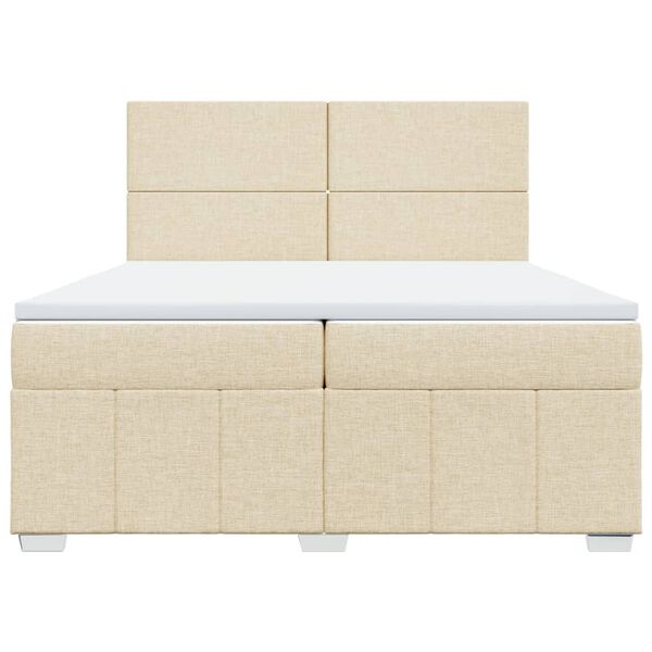 vidaXL Sommier &agrave; lattes de lit avec matelas Cr&egrave;me 200x200 cm Tissu