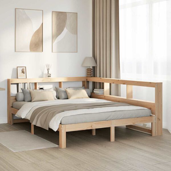vidaXL Lit biblioth&egrave;que sans matelas 140x190 cm bois de pin massif