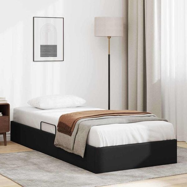 vidaXL Lit de Rangement avec matelas Noir 90 x 190 cm Faux cuir