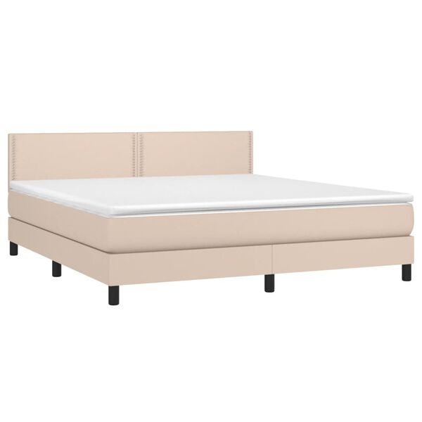 vidaXL Sommier &agrave; lattes de lit avec matelas Cappuccino 180x200 cm