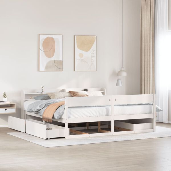 vidaXL Cadre de lit sans matelas blanc 180x200 cm bois massif de pin
